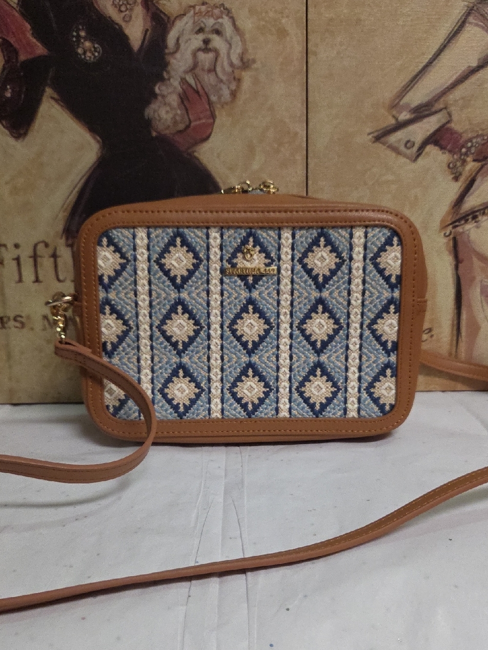 Spartina 449 Woven Blue & Tan Crossbody